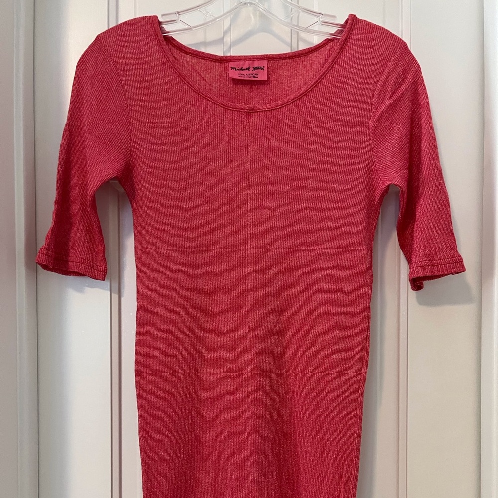 Michael Stars Vibrant Coral Metallic Knit Top